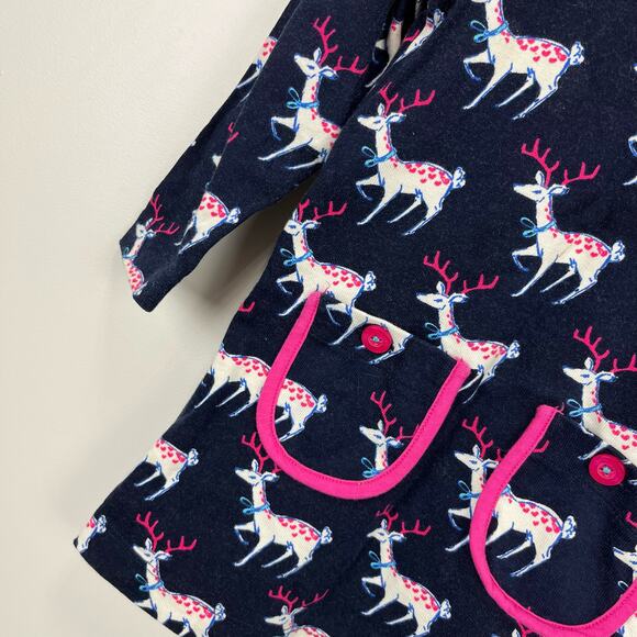 Hatley Navy Blue & Pink Reindeer Dress 3T - Picture 2 of 5